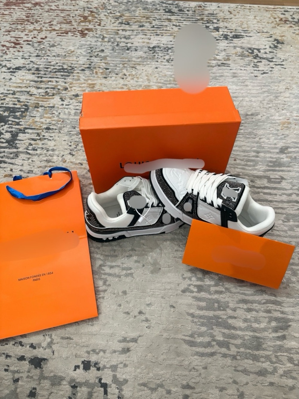 White and Black Designer Logo Sneakers